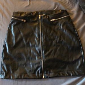 black leather skirt